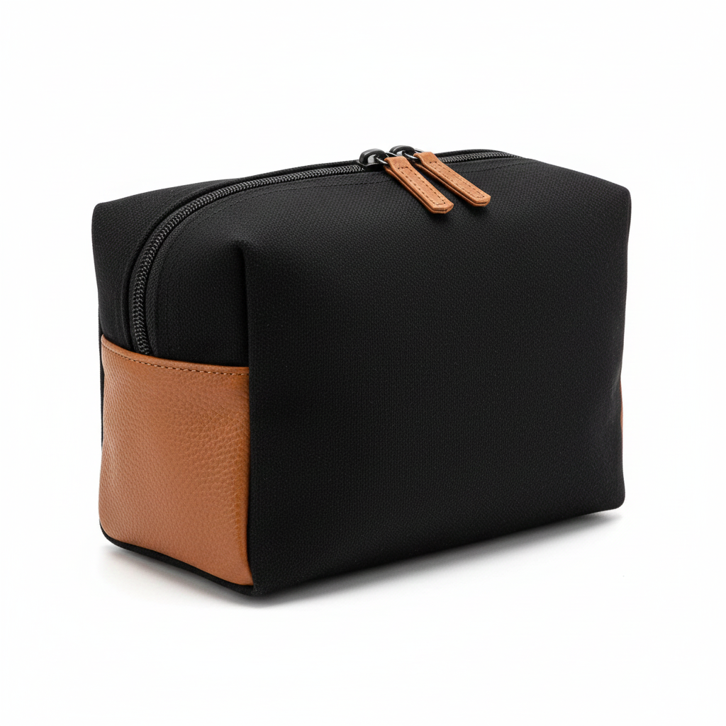 20x15x8 Necessaire unissex de algodão e couro - Imagem 1