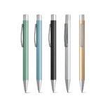 Esferográfica em alumínio com acabamento mate e escrita em preto