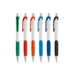 Esferográfica em ABS com grip e acabamento brilhante