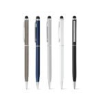 Caneta esferográfica em alumínio com escrita em azul