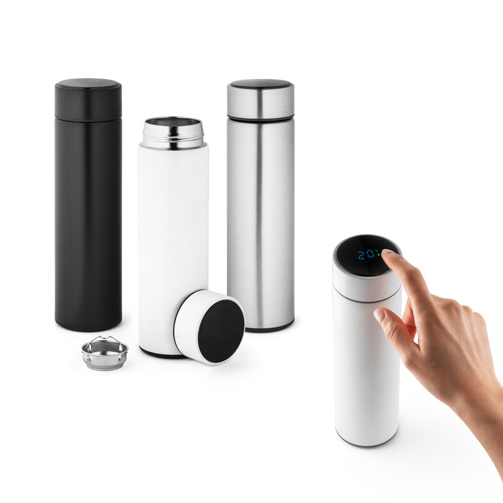 94069_set Garrafa em aço inox de parede dupla térmica, isolada a vácuo 450 mL - Imagem 1