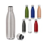 Garrafa em aço inox de parede dupla térmica, isolada a vácuo, com tampa em aço inox 510 mL