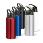 Squeeze em alumínio e tampa PP, com bico de canudo flip e canudo 670 mL