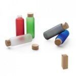 Squeeze de vidro borossilicato fosco com tampa em bambu 500 mL