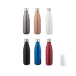 Garrafa em aço inox de parede dupla térmica, isolada a vácuo, com tampa em aço inox 500 mL